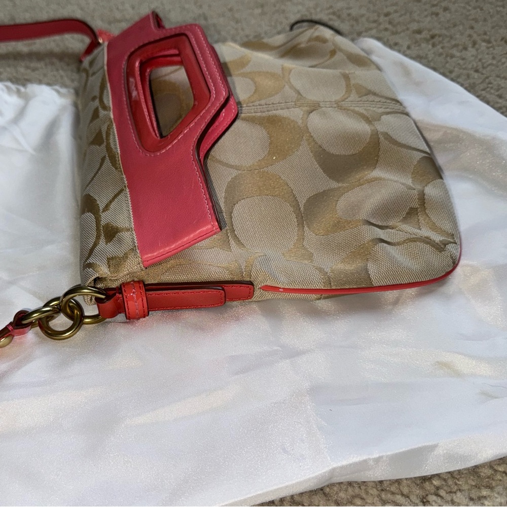 NWOT COACH AUTHENTIC BONNIE FOLD OVER SATCHEL BEIGE PINK - Picture 5 of 13